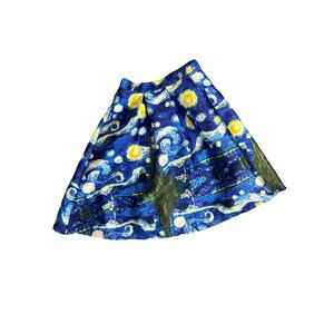 The Moon Women’s Small A-Line Skirt Blue Vincent Van Gogh Starry Night Polyester